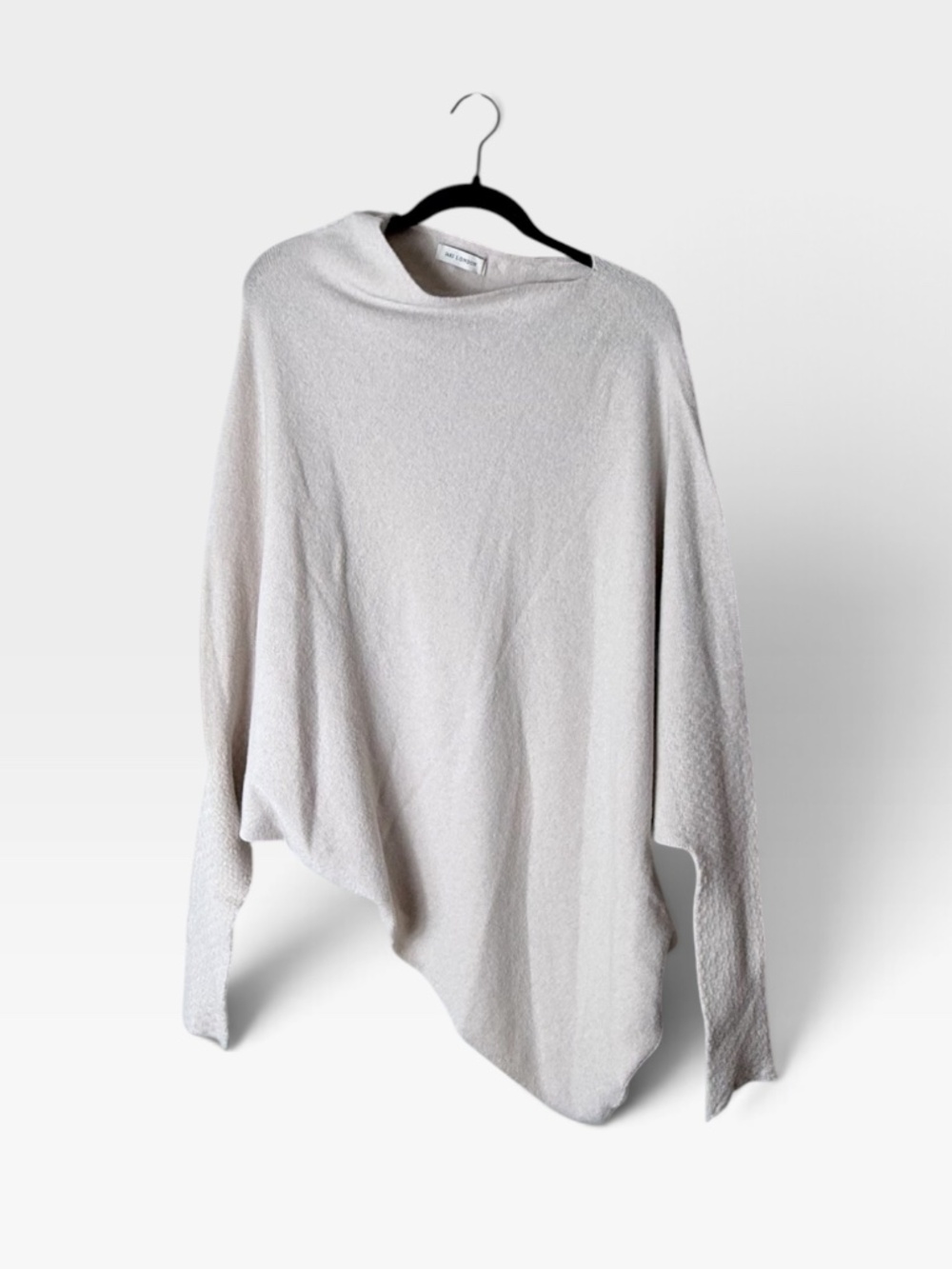 Jaki London Asymmetric Draped Knit Sweater Women's Size L/XL Cream (Z) - Picture 4 of 9